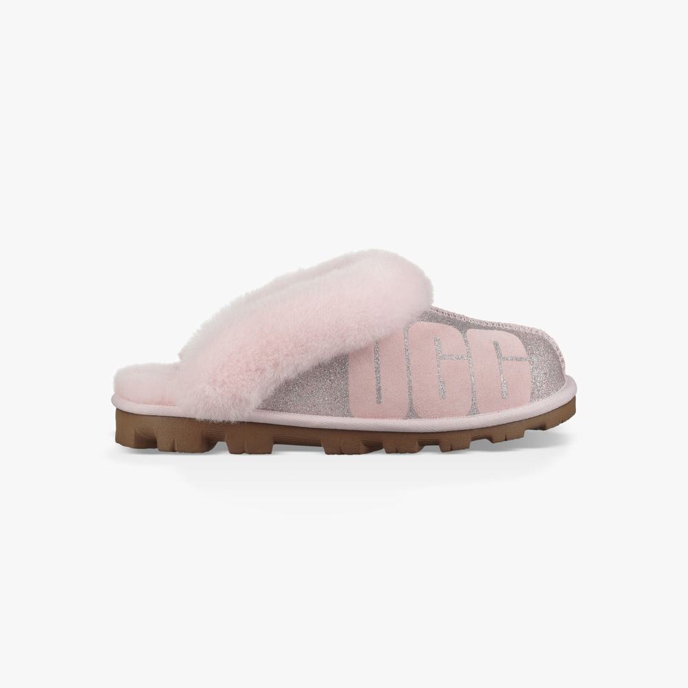 Chausson UGG Coquette Sparkle Femme Grise Rose Soldes 933EVPWI